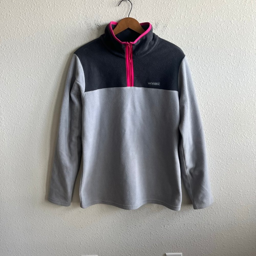 Columbia Women's Half Zip Grey Soft Fleece Jacket Size L Style XL0550